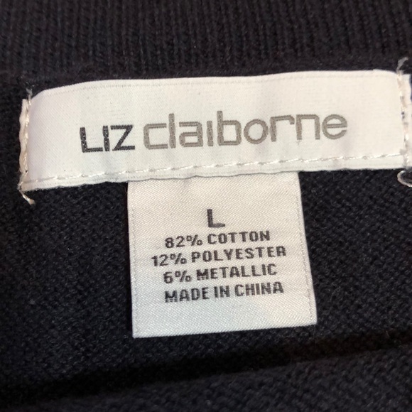 Liz Claiborne Navy & Silver Sweater Size L - Picture 2 of 7